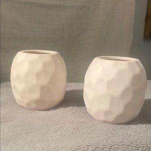 Set of Two Cream Textured Vases